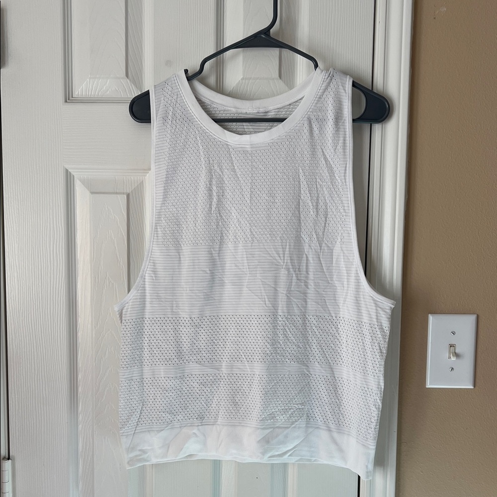 Lululemon White Sleeveless Mesh Top